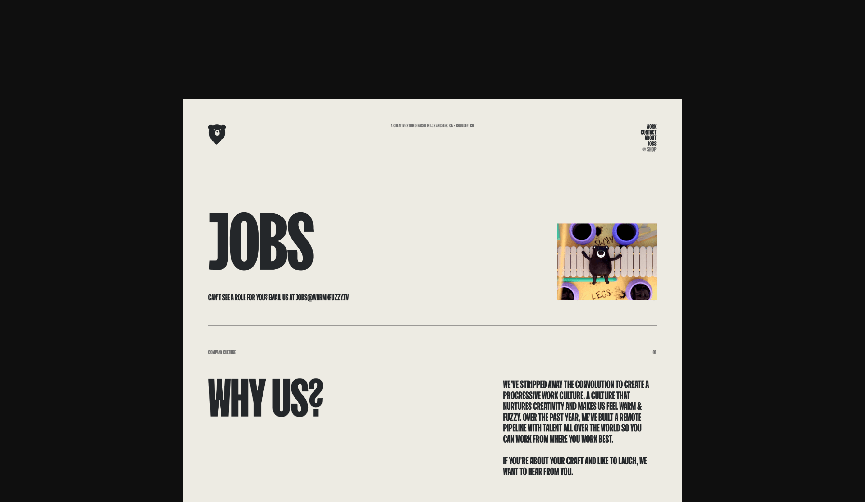 Warm & Fuzzy Job Page Design